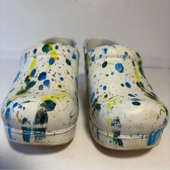 Dansko Professional Paint Splash Leather Clogs Shoes 39 pre-owned - Picture 3 of 13